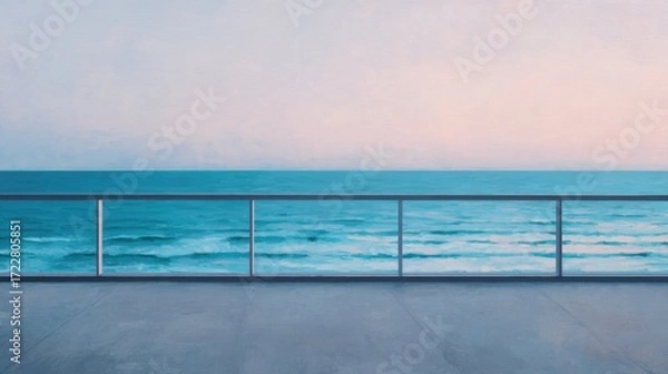 Fototapeta Elegant Seaside Balcony with Ocean Horizon View