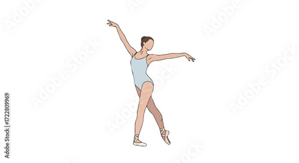 Obraz Elegant ballet dancer showcasing fluidity and grace in a poised pose, expressing the beauty of movement and control with artistic lineworks