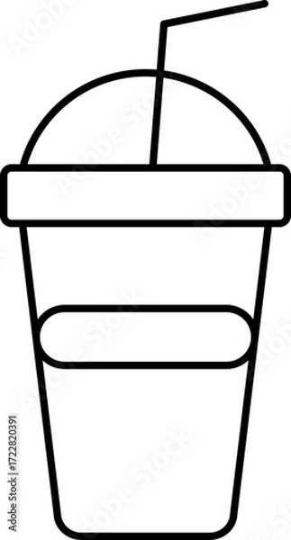 Fototapeta Isolated Soft Drink Glass with Straw Icon in Stroke Style.