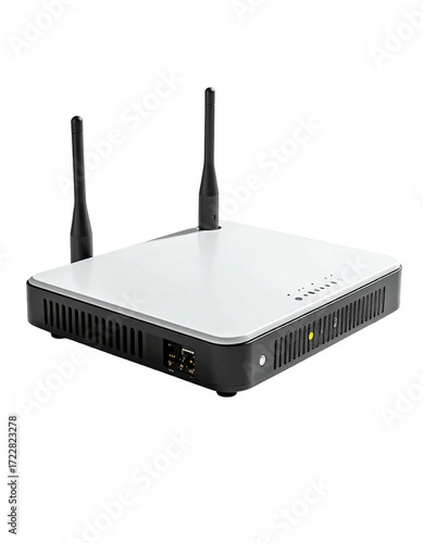 Fototapeta Square white network device with two antennae
