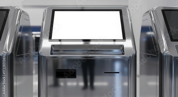 Fototapeta Good conference. Self-service kiosk in modern interior space