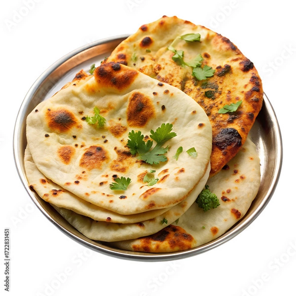 Fototapeta Delicious tandoori roti bread isolated on transparent background