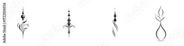 Obraz Black and White Abstract Ornaments: Minimalist Design Elements