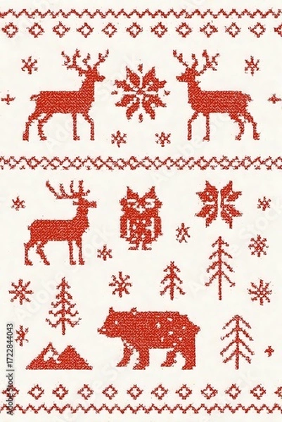 Obraz christmas seamless pattern with deer