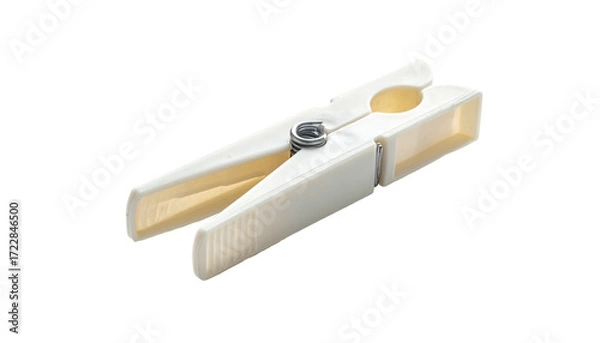 Obraz Off-white plastic clothespin, angled view