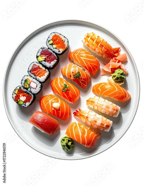 Obraz Assorted sushi platter on white plate