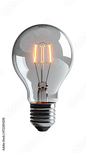 Fototapeta Glowing LED lightbulb, transparent glass, metallic base