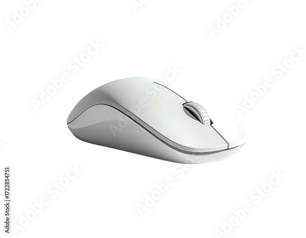Obraz White wireless computer mouse, angled view