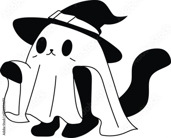 Fototapeta cute spooky black cat halloween 