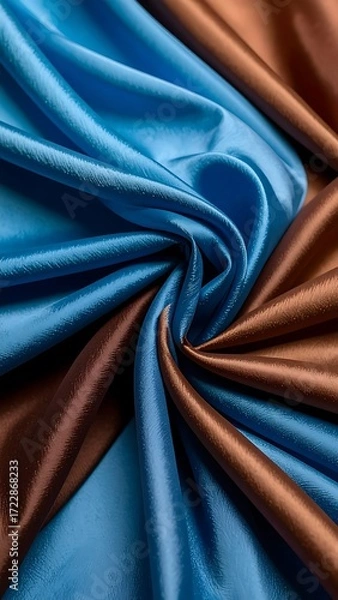 Fototapeta Swirling silk fabrics in blue and brown