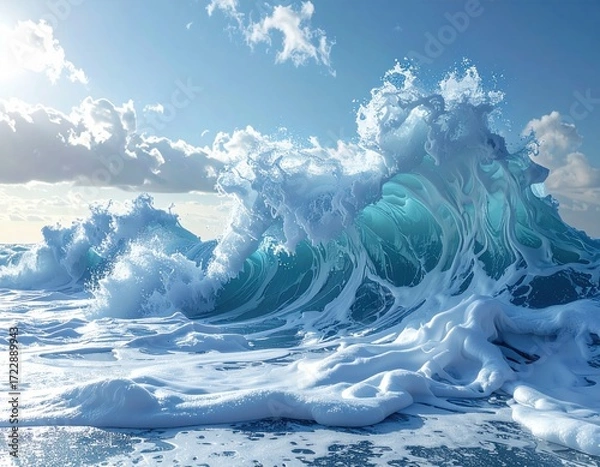 Fototapeta Dynamic Ocean Waves Under a Bright Sky