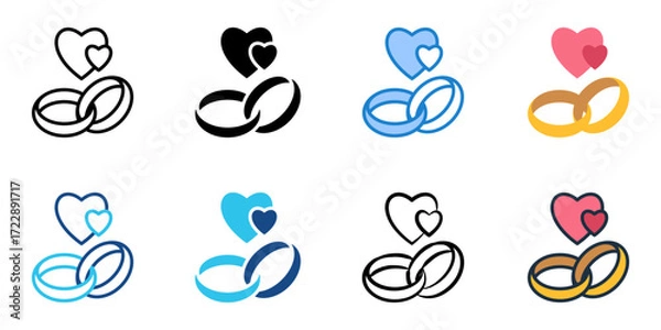 Fototapeta Marriage icon set multiple style collection 
