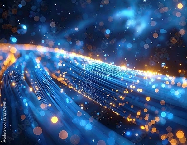 Obraz Abstract swirling energy, blue and gold