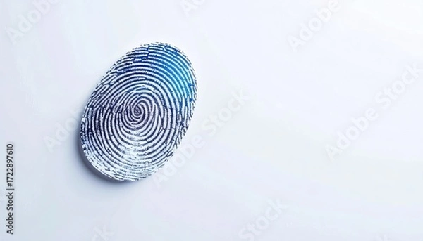 Fototapeta Oval fingerprint impression, light blue, white background