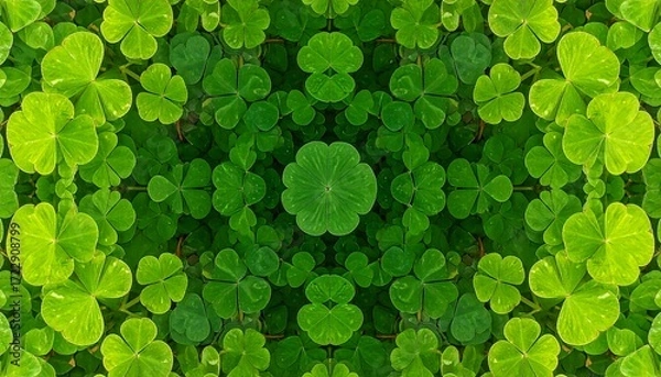 Fototapeta Symmetrical pattern of clover leaves