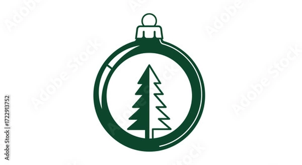 Fototapeta Elegant Christmas ornament icon with a stylized Christmas tree design in minimalist style