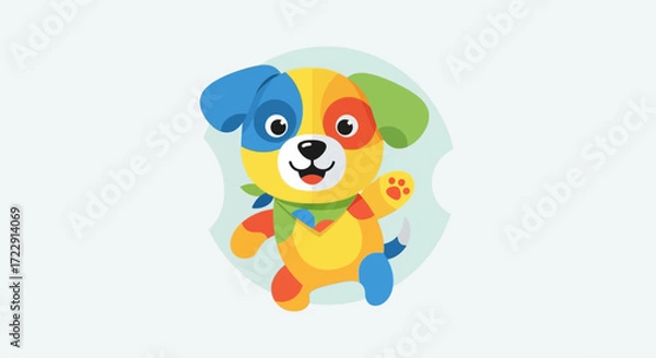 Fototapeta Colorful Cartoon Dog Character Welcoming with a Cheerful Expression and Playful Design