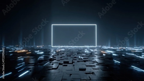 Fototapeta Futuristic empty frame technology