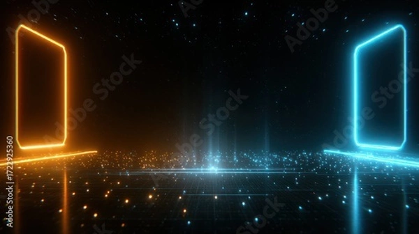 Fototapeta Neon light frames stage design