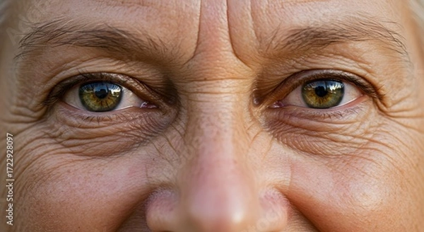 Fototapeta Close-up of a Woman's Eyes, Showing Wrinkles and Age