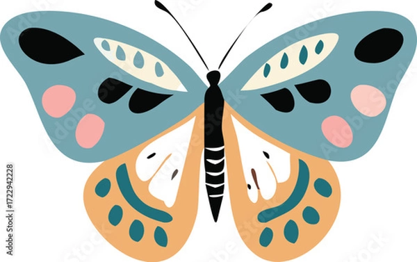 Fototapeta Elegant butterfly with pastel wings, a modern design element perfect for nature-themed branding and whimsical creative projects, originally scalable vector art
