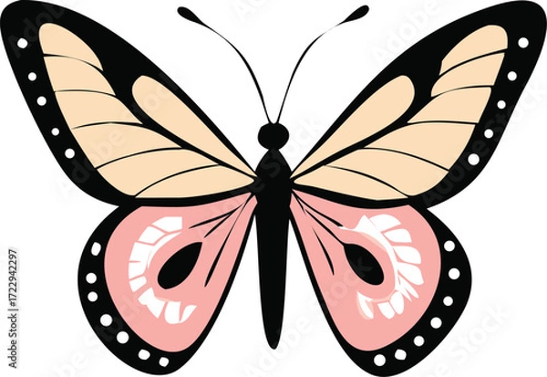 Obraz Elegant butterfly illustration with delicate wings, perfect for spring designs, nature themes, and whimsical projects, originally a scalable vector graphic