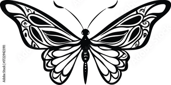 Fototapeta Elegant butterfly illustration with intricate details, perfect for nature-inspired designs and decorative elements, ideal for crafting and creative projects