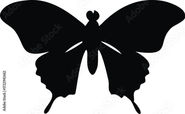 Fototapeta Elegant butterfly silhouette for nature designs, branding, and delicate creative projects showcases insect beauty, transformation, and grace in logo concepts