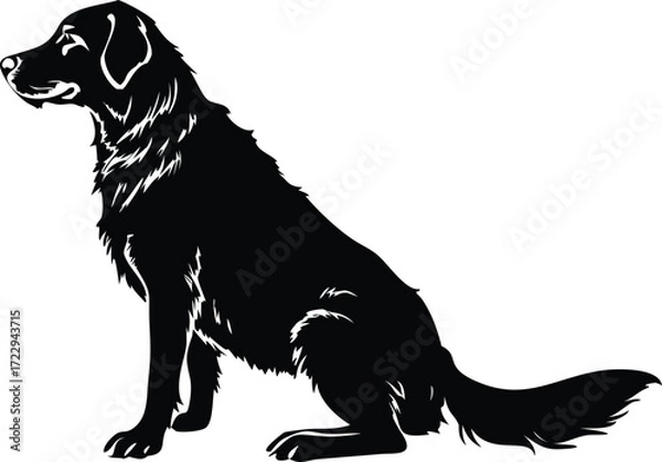 Fototapeta Elegant black labrador retriever graphic, a classic pet silhouette ideal for logos, branding, and designs requiring a touch of canine charm and loyalty