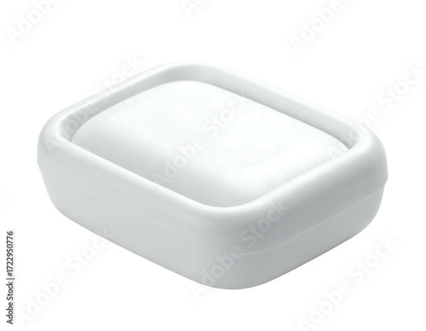 Fototapeta A small, rectangular, white plastic container with a slightly recessed, cushioned interior, designed for holding small items