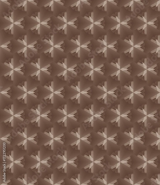 Fototapeta Seamless floral pattern with vintage star and snowflake ornaments on a retro winter background