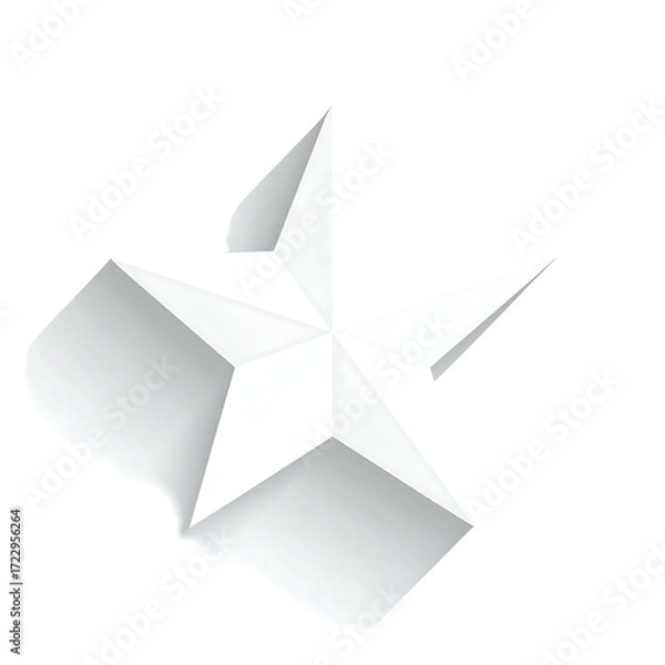 Fototapeta A five-pointed, three-dimensional white star, subtly warped, resembling a stylized Texas shape, against a black background