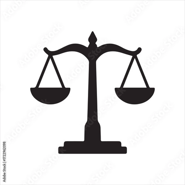 Fototapeta Scales of Justice icon silhouette vector with white background