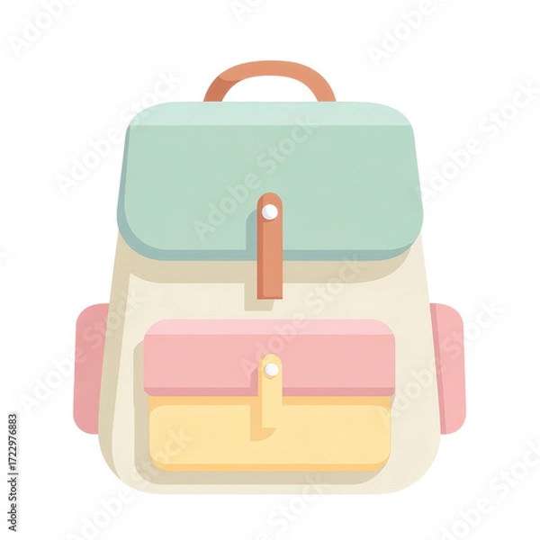 Obraz Cute pastel colored school backpack flat vector icon design