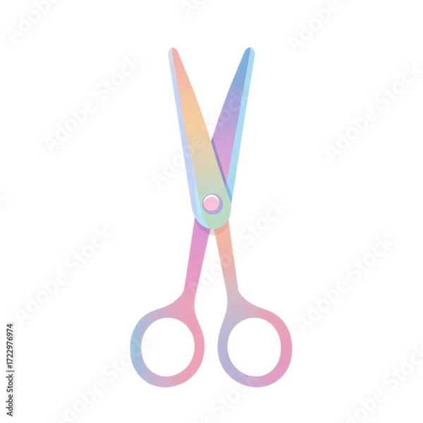 Obraz Open Pastel Rainbow Colored Scissors Vector Icon on Black Background