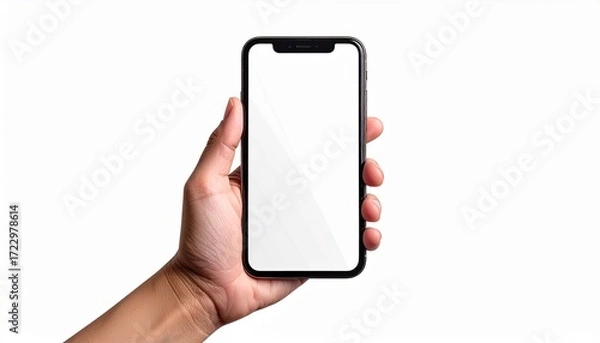 Obraz Hand holding a blank smartphone