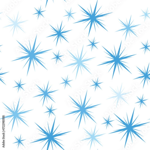 Obraz Seamless pattern with blue snowflakes on white background.