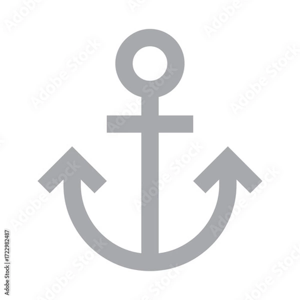 Obraz Gray ship anchor flat icon vector