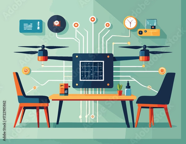 Fototapeta Exploration of neuromorphic chip technology and its integration with drone systems for advanced processing and artificial intelligence applications