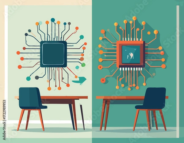 Fototapeta Neuromorphic Chip Innovation A Design Concept of Microchips for Technological Advancement in Artificial Intelligence and Quantum Computing
