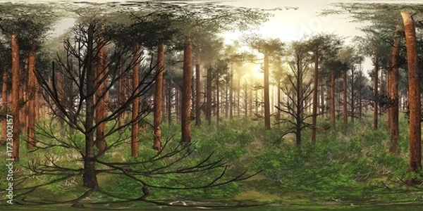 Obraz Trees in the fog. Environment map. HDRI map. equidistant projection. Spherical panorama. landscape
3D rendering