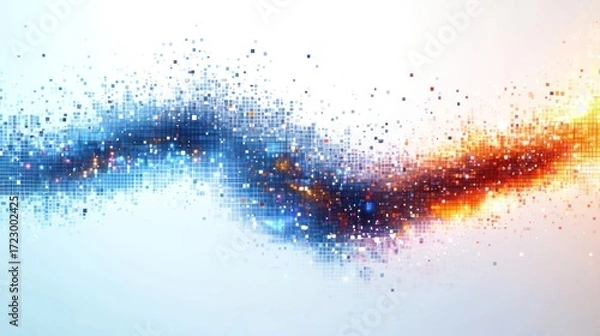 Fototapeta Digital Transformation Concept with Pixelated Data Stream and Colors