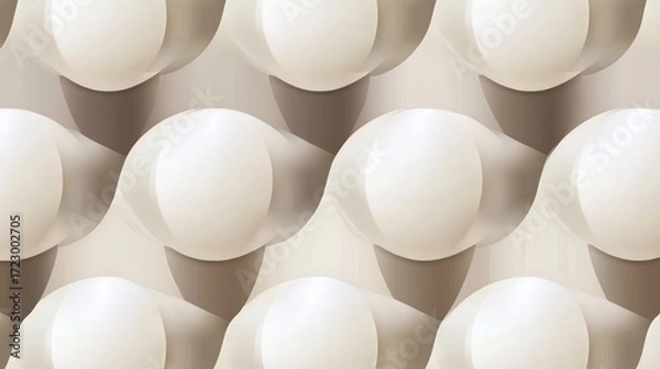 Fototapeta Elegant Seamless Pattern Featuring Creamy White Spheres and Subtle Shadows