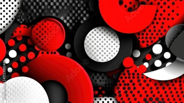 Fototapeta Dynamic interplay of circles and dots in a modern abstract design