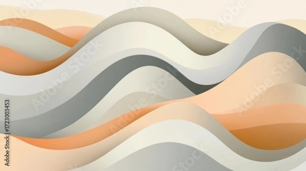 Fototapeta Elegant minimalist background featuring abstract waves in soft neutral tones