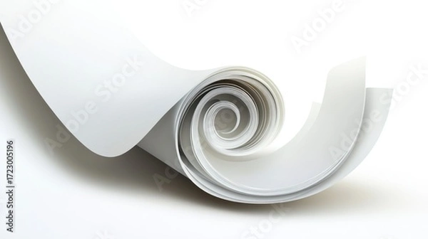 Fototapeta Elegant White Paper Curl, A Symbol of Purity, Creativity, and Simplicity