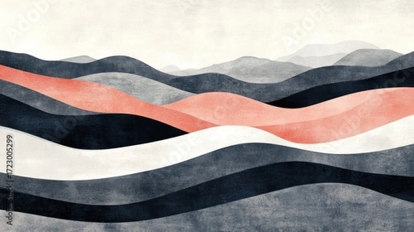 Fototapeta Abstract undulating landscape with minimalist aesthetic presentation