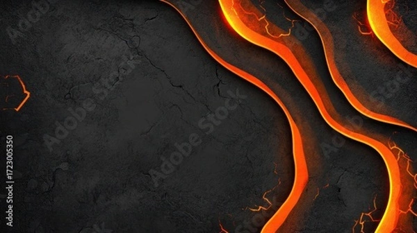 Fototapeta Striking abstract background featuring flowing lava on dark stone texture