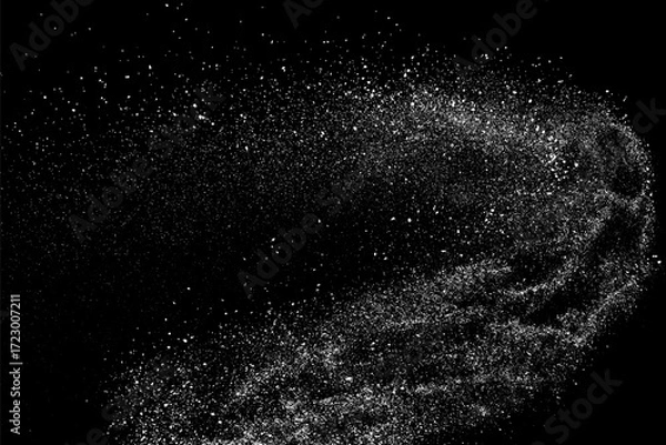 Fototapeta Distressed white grainy texture. Dust overlay textured. Grain noise particles. Snow effects pack. Rusted black background. Vector illustration, EPS 10.