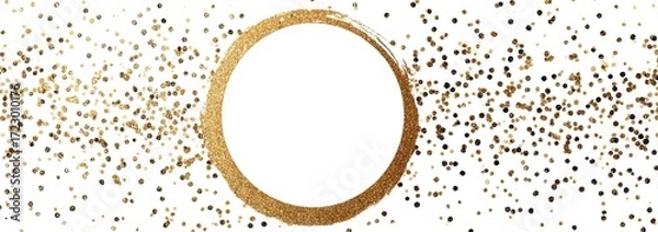 Obraz Gold glitter confetti with a gold circle frame